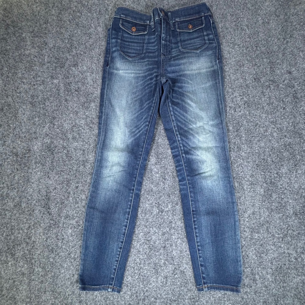 Madewell High Riser Crop Jeans Blue Skinny Flap Pocket Denim Size 27